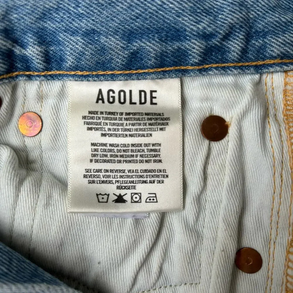 Agolde LA Parker Cutoff Frayed Light Rinse Denim Button-Up Shorts Size 26 - Picture 4 of 6